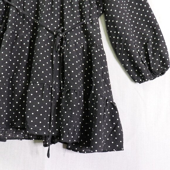 Draper James Polka Dot Ruffle Dress Women’s XXL Black White Long Sleeve Tiered - Picture 6 of 16